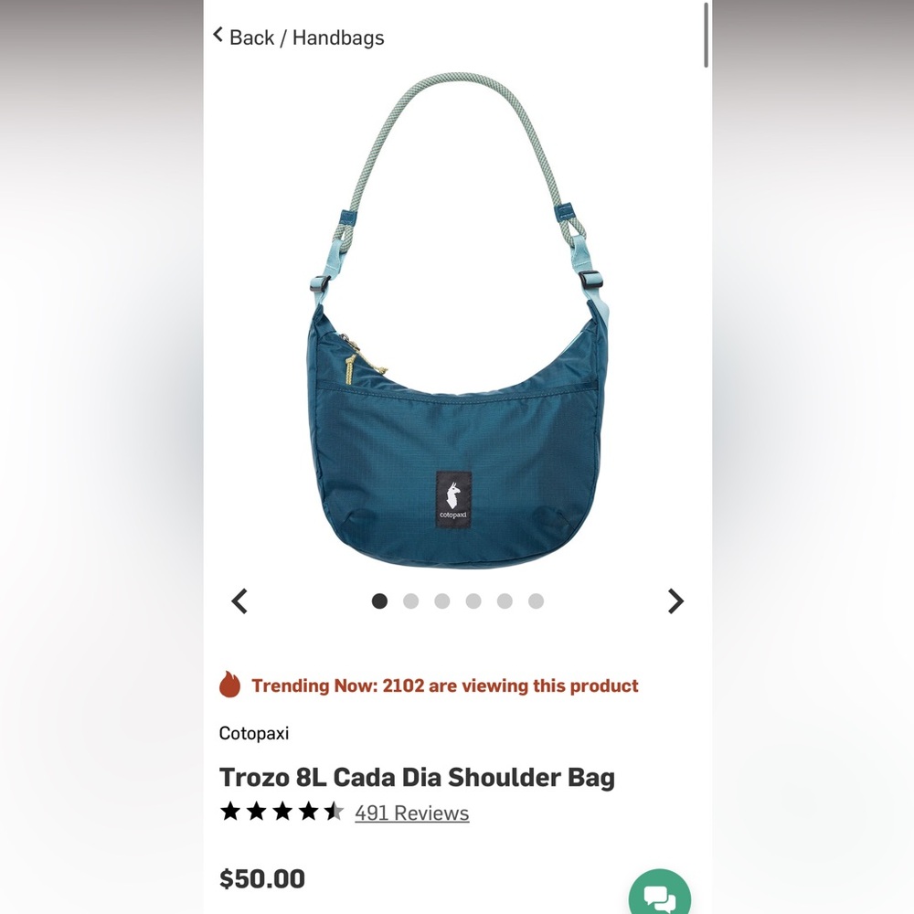 Cotopaxi Blue Messenger Bag with Adjustable Straps